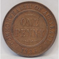 AUSTRALIA 1933 . ONE 1 PENNY . VARIETY . DIE CRACKS BOTH SIDES